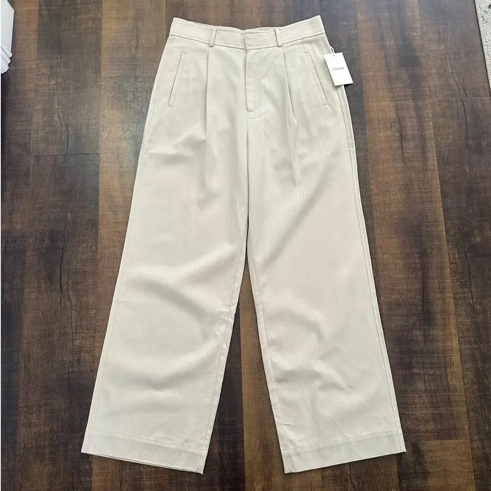 NWT Everlane The Linen Way-High Drape Pant Beige Size 12